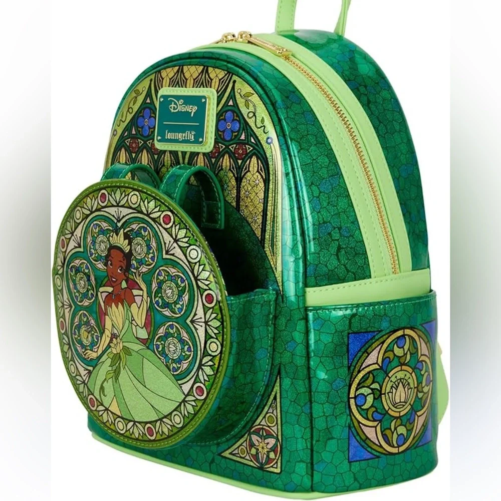 Loungefly Disney Princess Tiana  Stained Glads mini Backpack Hard Tag New!